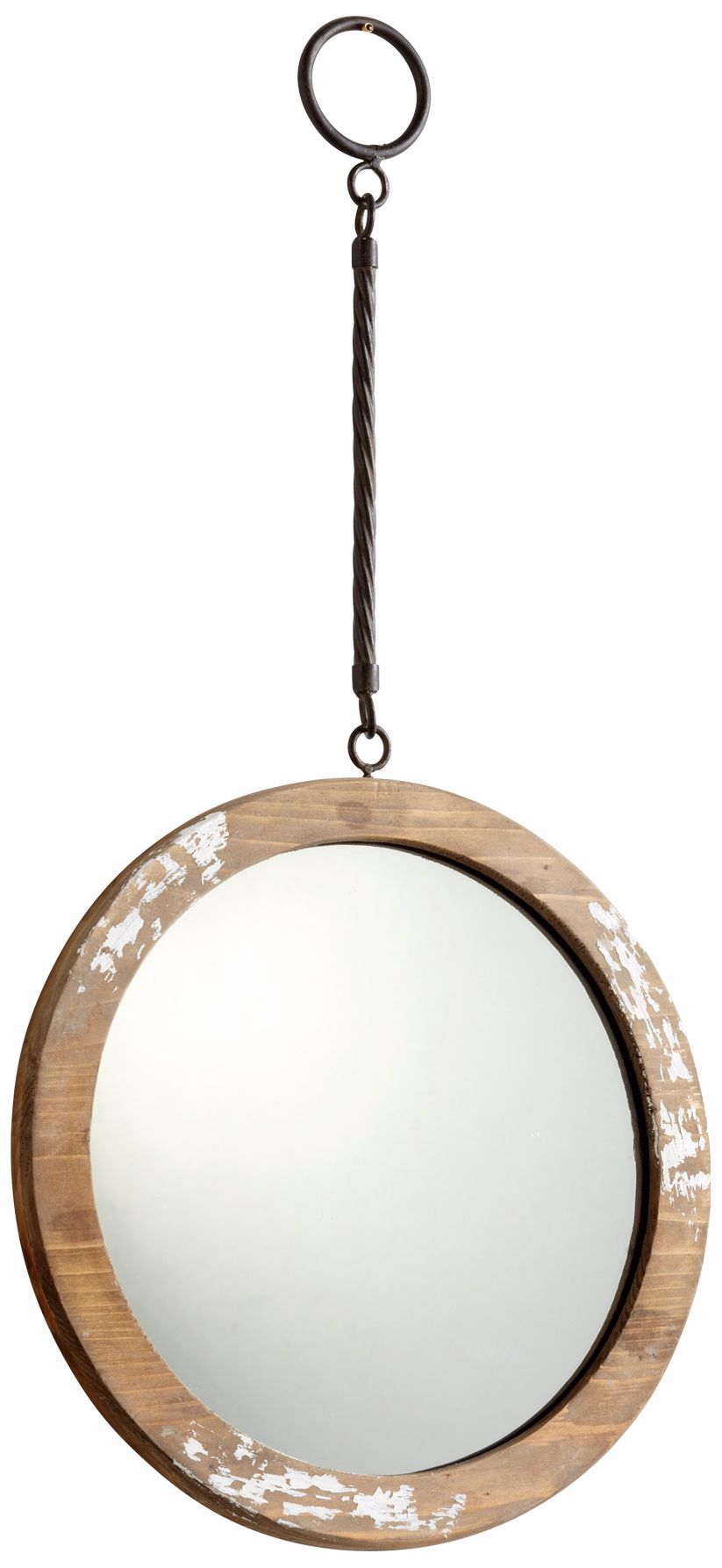 Thru the Looking Glass 9" Round Antique White Wall Mirror