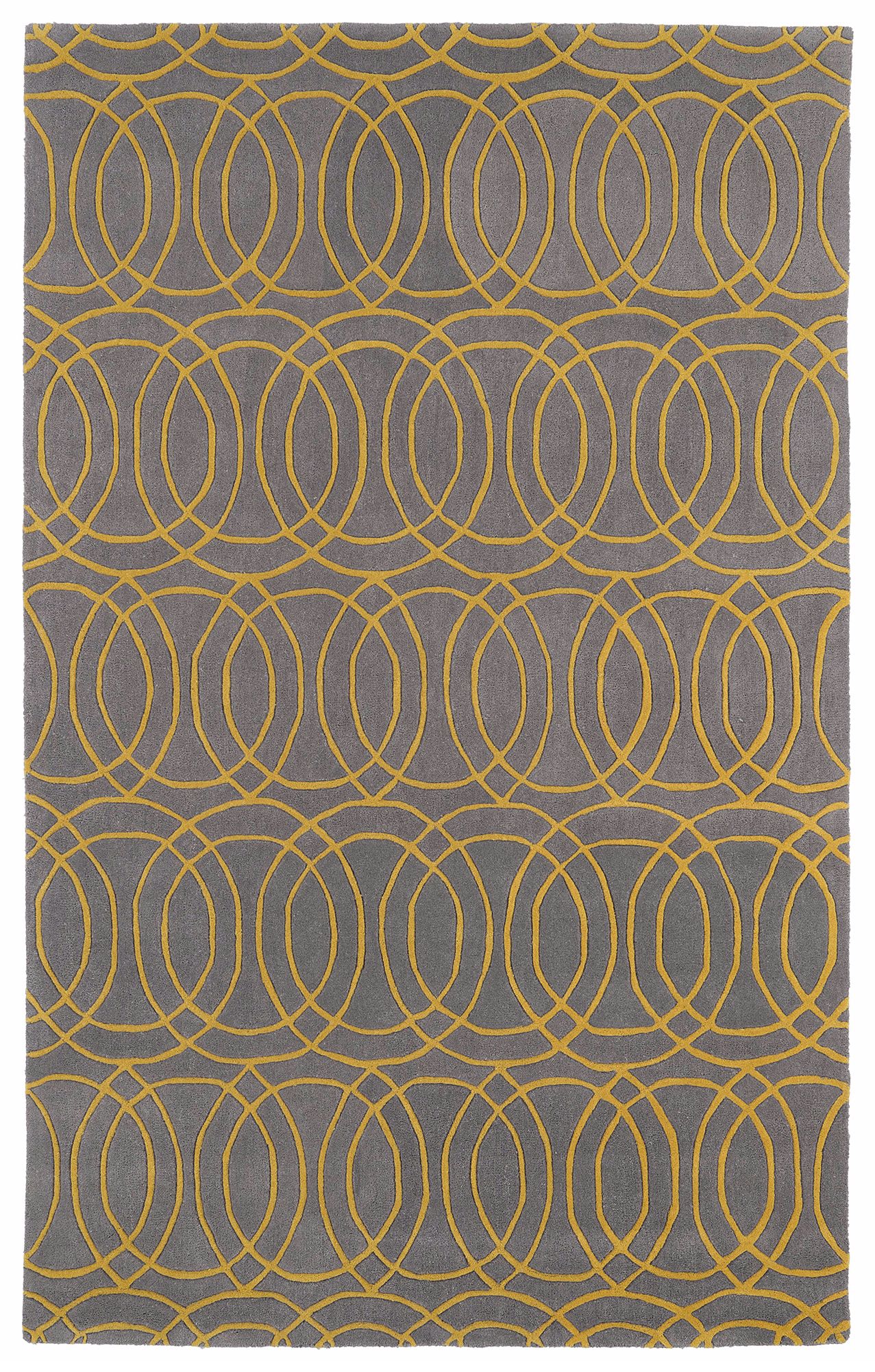 Kaleen Revolution REV02-28 Gray and Yellow Wool Area rug 