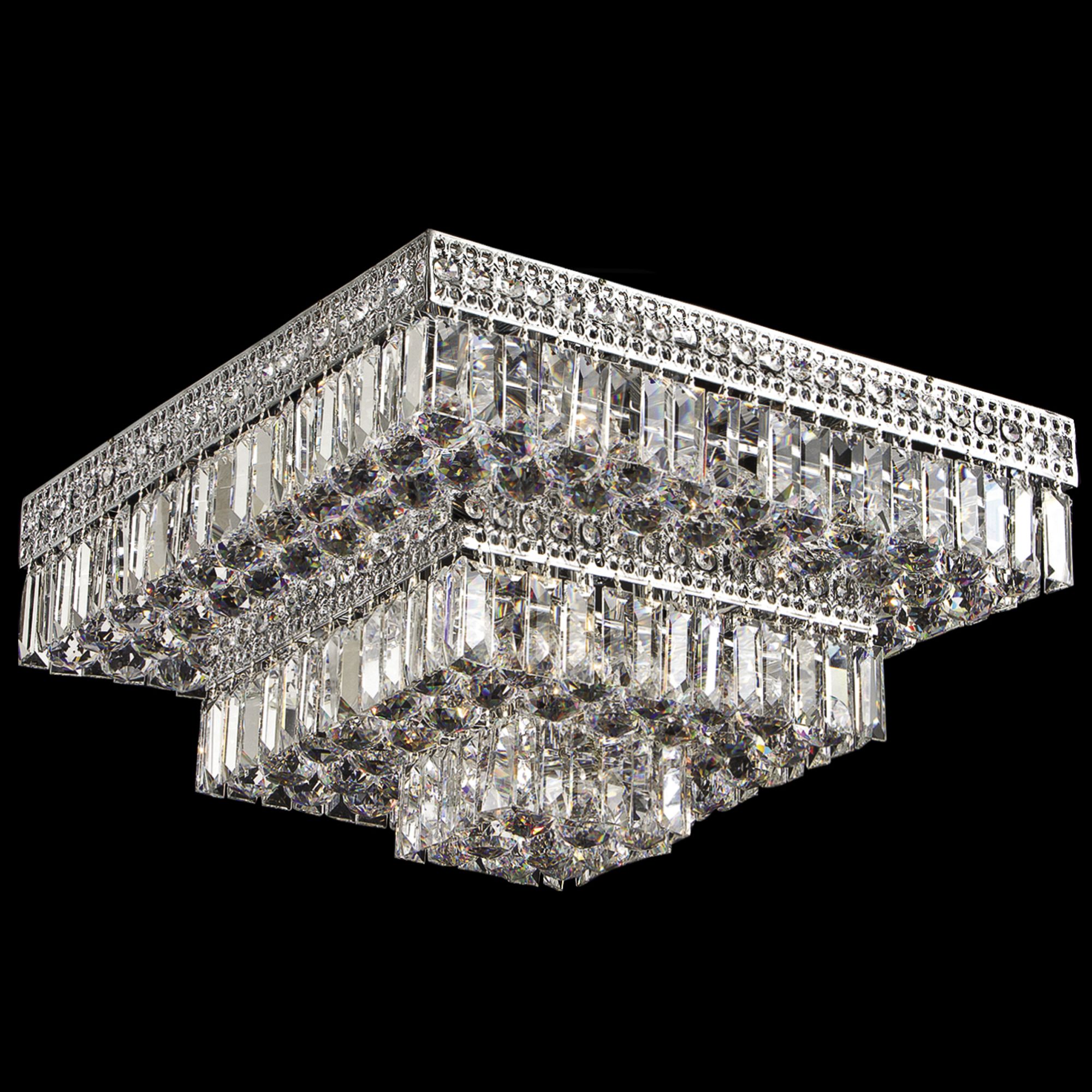 Berlin 21" Square Flush Mount Crystal Ceiling Light