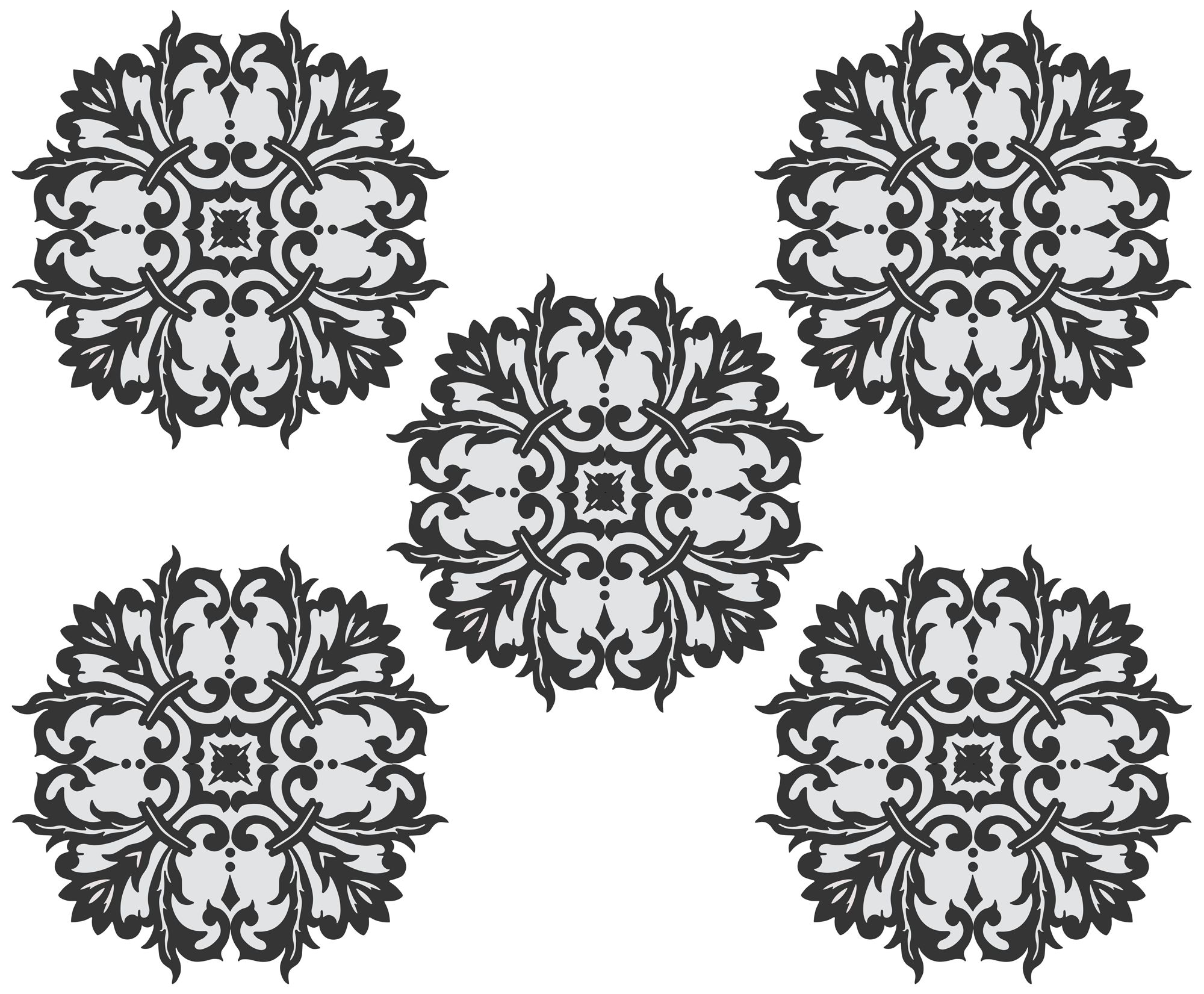 Black and Gray Scroll Wall Decal