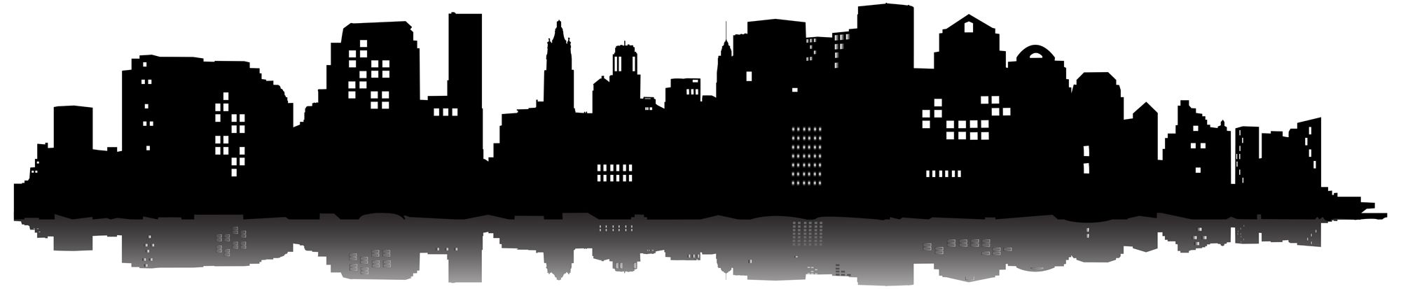 Black Cityscape Wall Decal – Modern Urban Decor Sticker