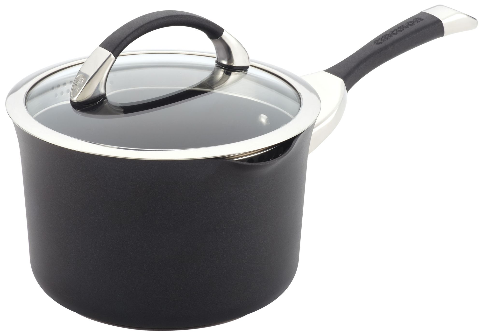 Circulon Symmetry Nonstick 3.5-Qt Black Straining Saucepan