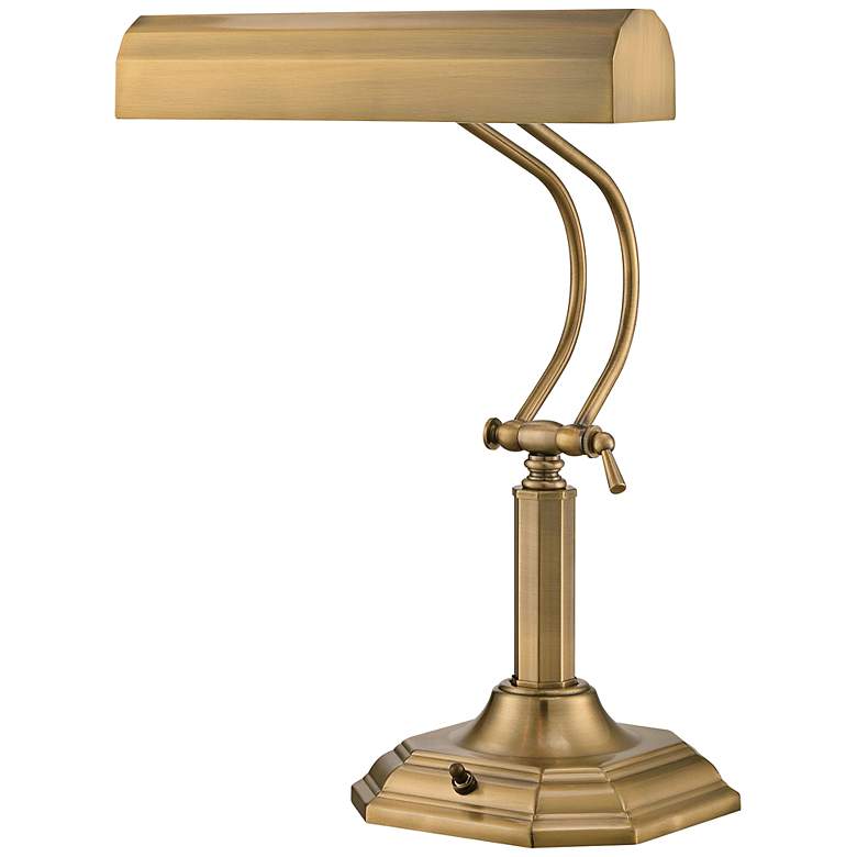 Image 2 Lite Source Piano Mate Antique Brass Desk Lamp