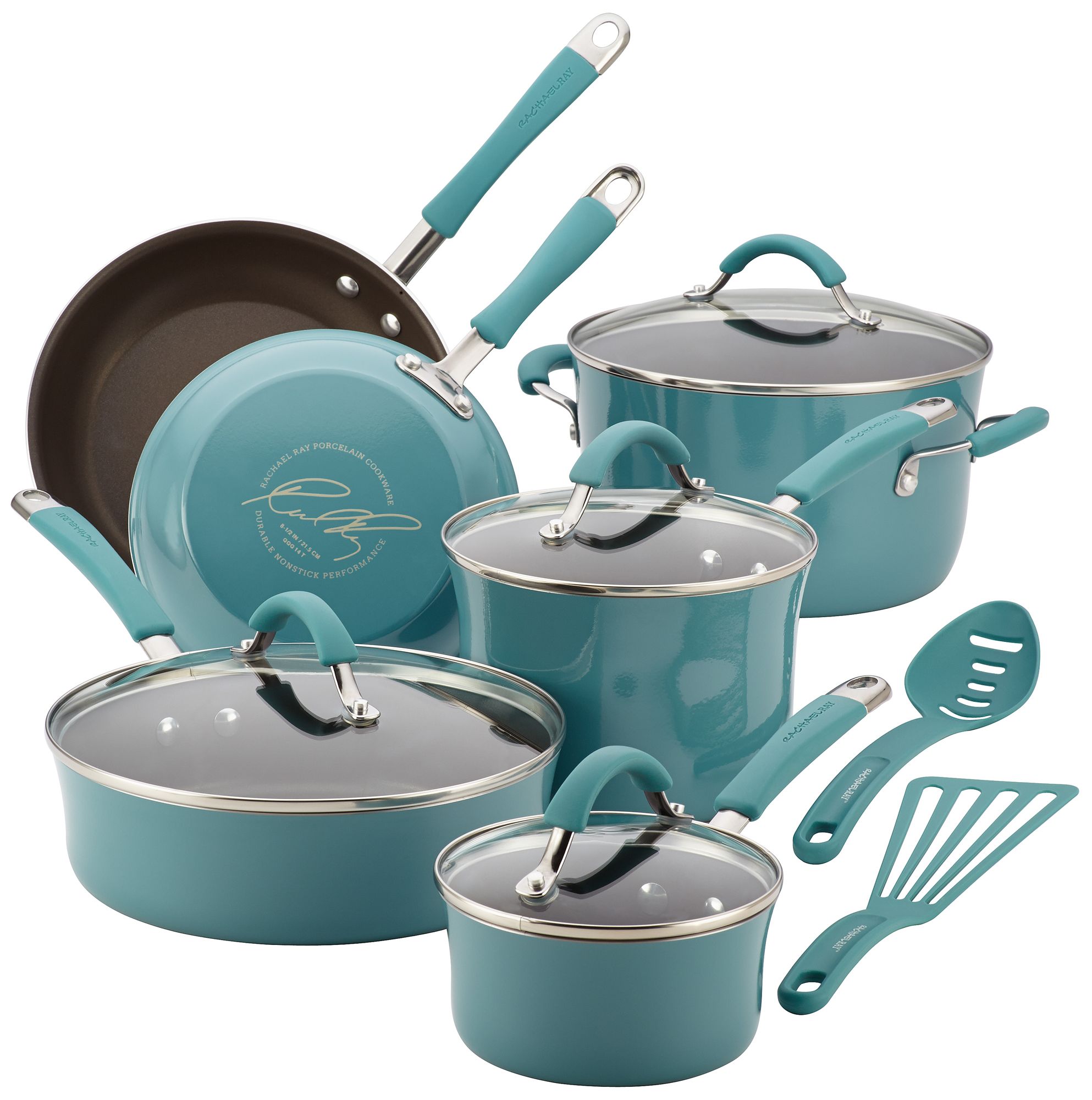 Rachael Ray Cucina 12-Piece Agave Blue Cookware Set
