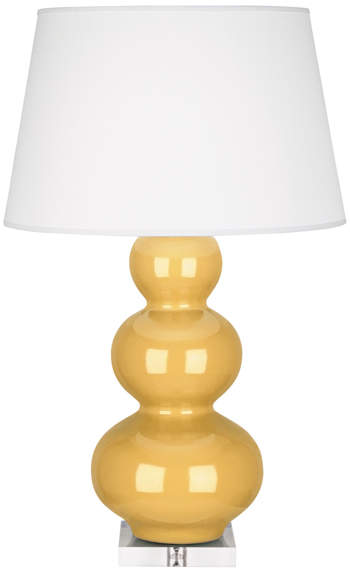 Robert Abbey Sunset Yellow Triple Gourd Ceramic Table Lamp