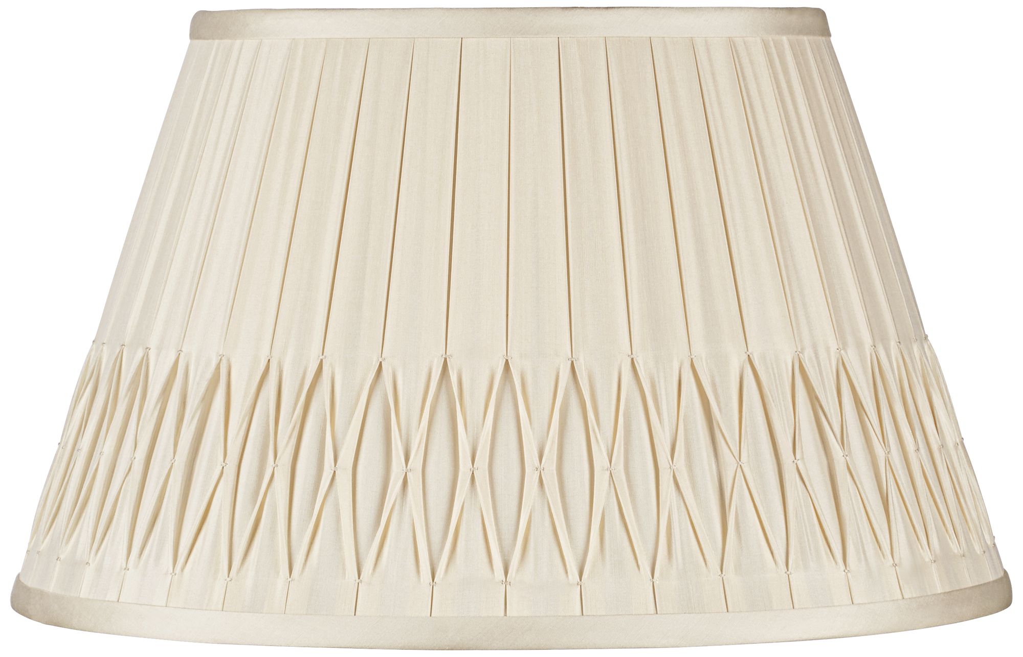 Eggshell Bottom Smocked Silk Pleated Shade 10x16x10 (Spider)