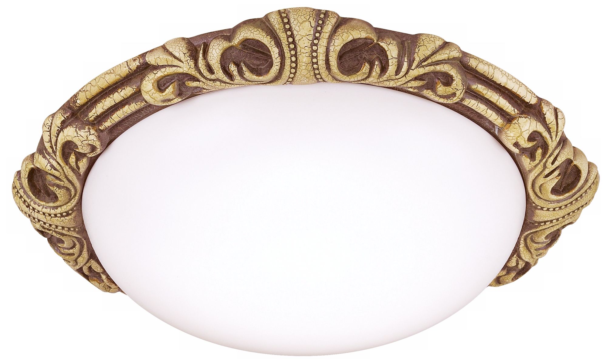 Baroque 15 1/2" Wide Gold Crackle Round Ceiling Light