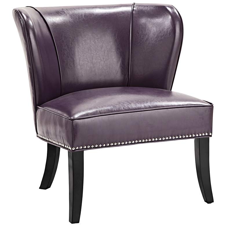 Image 1 Sheldon Purple Faux Leather Wingback Armless Accent Chair
