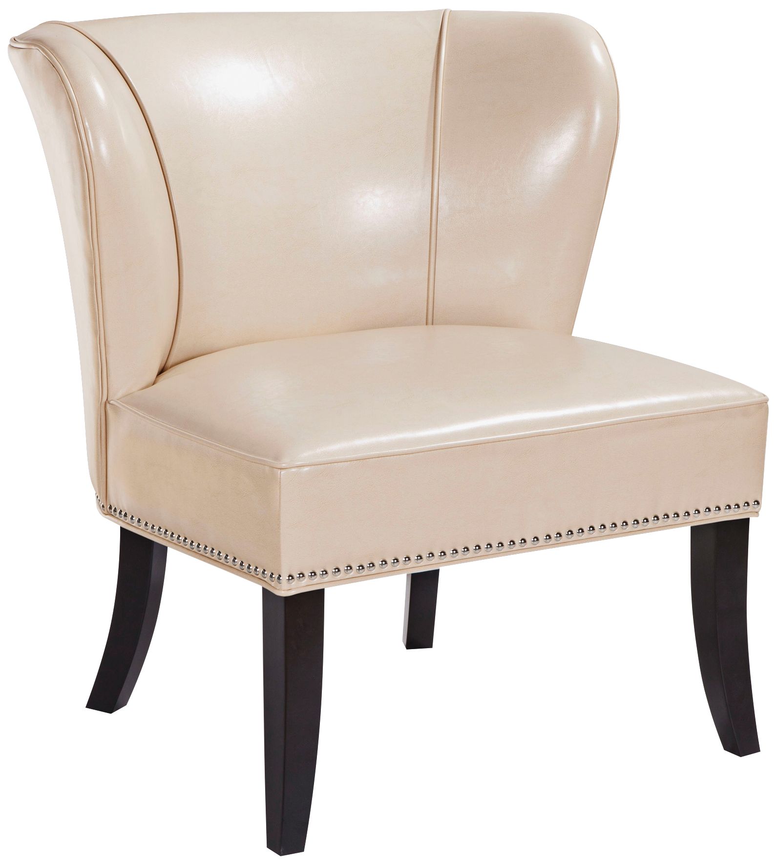 Sheldon Ivory Faux Leather Wingback Armless Accent Chair 5X109