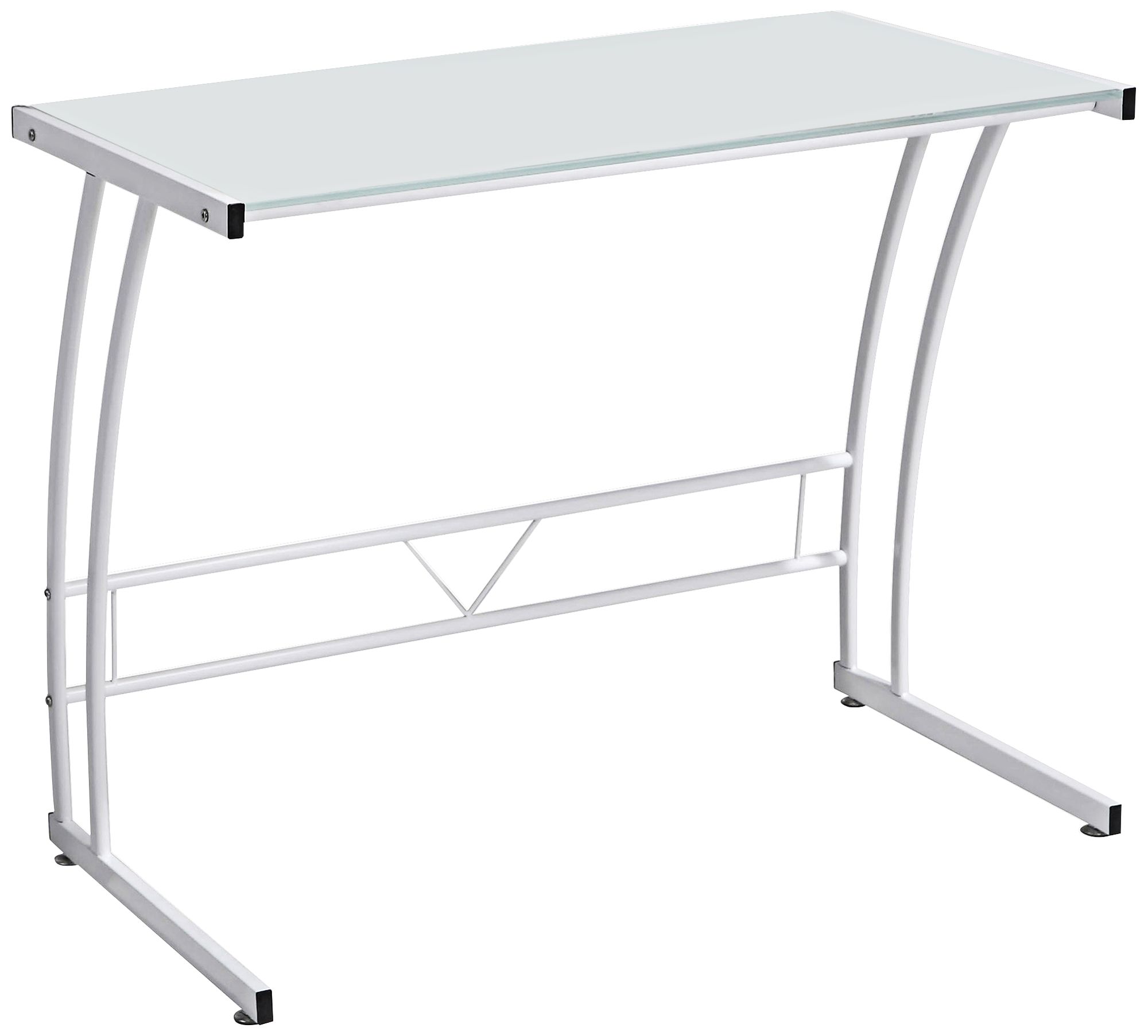Sigma 35" Wide White Finish Glass Top Desk