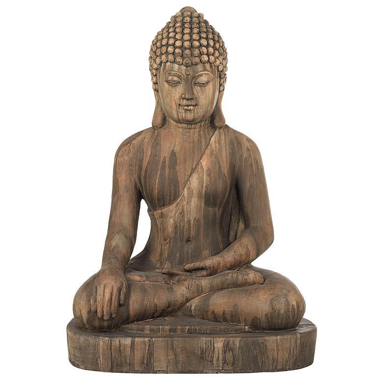 Image 2 Sitting Buddha 29 1/2" High Light Sandstone Outdoor Statue
