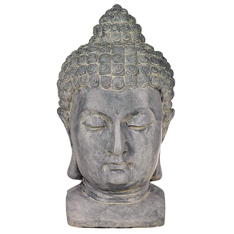 Image 3 Meditating Buddha Head 18 1/2" High Outdoor Statue