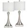 Gerson Brushed Nickel Table Lamps With Dimmer and 8" Square Risers