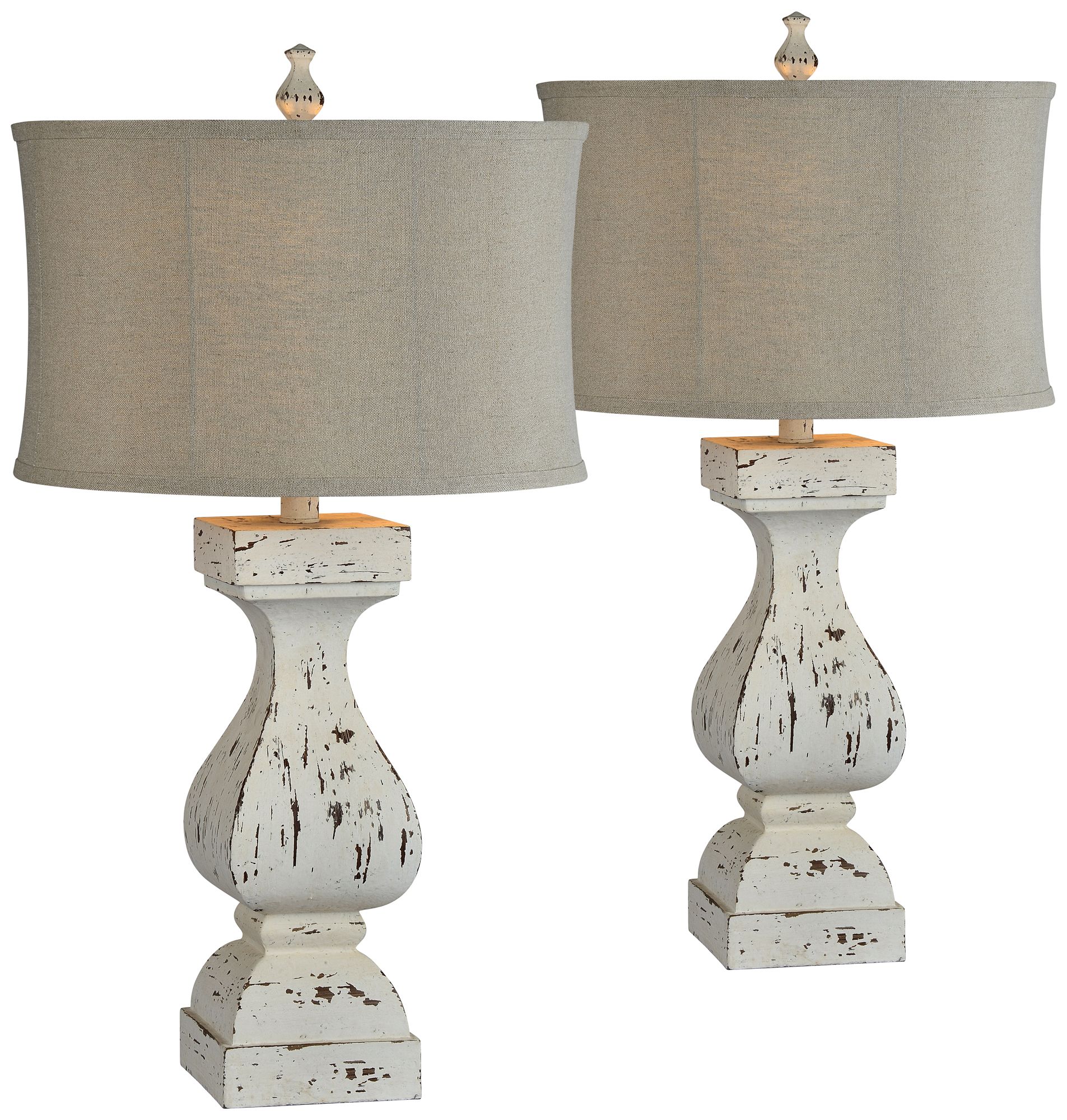Forty West Eloise Distressed White Table Lamps Set of 2 601P0
