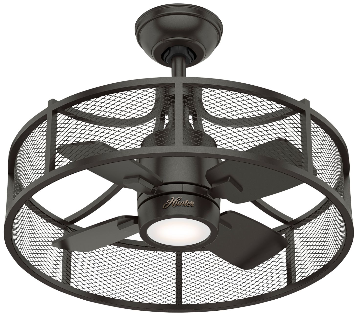 24" Hunter Seattle Noble Bronze Caged LED Ceiling Fan