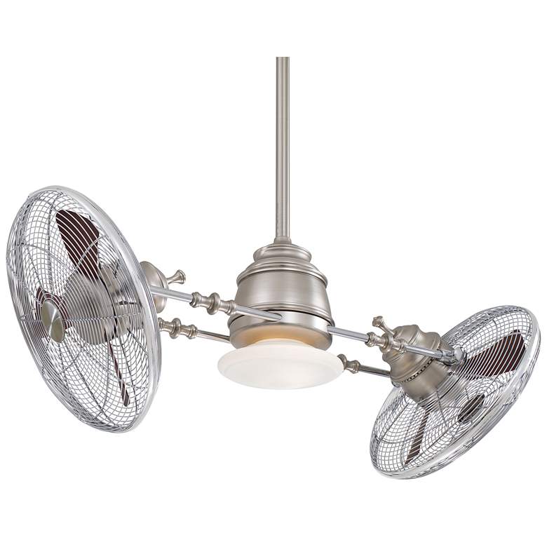 Image 2 42" Minka Aire Nickel and Chrome LED Vintage Gyro Fan with Remote