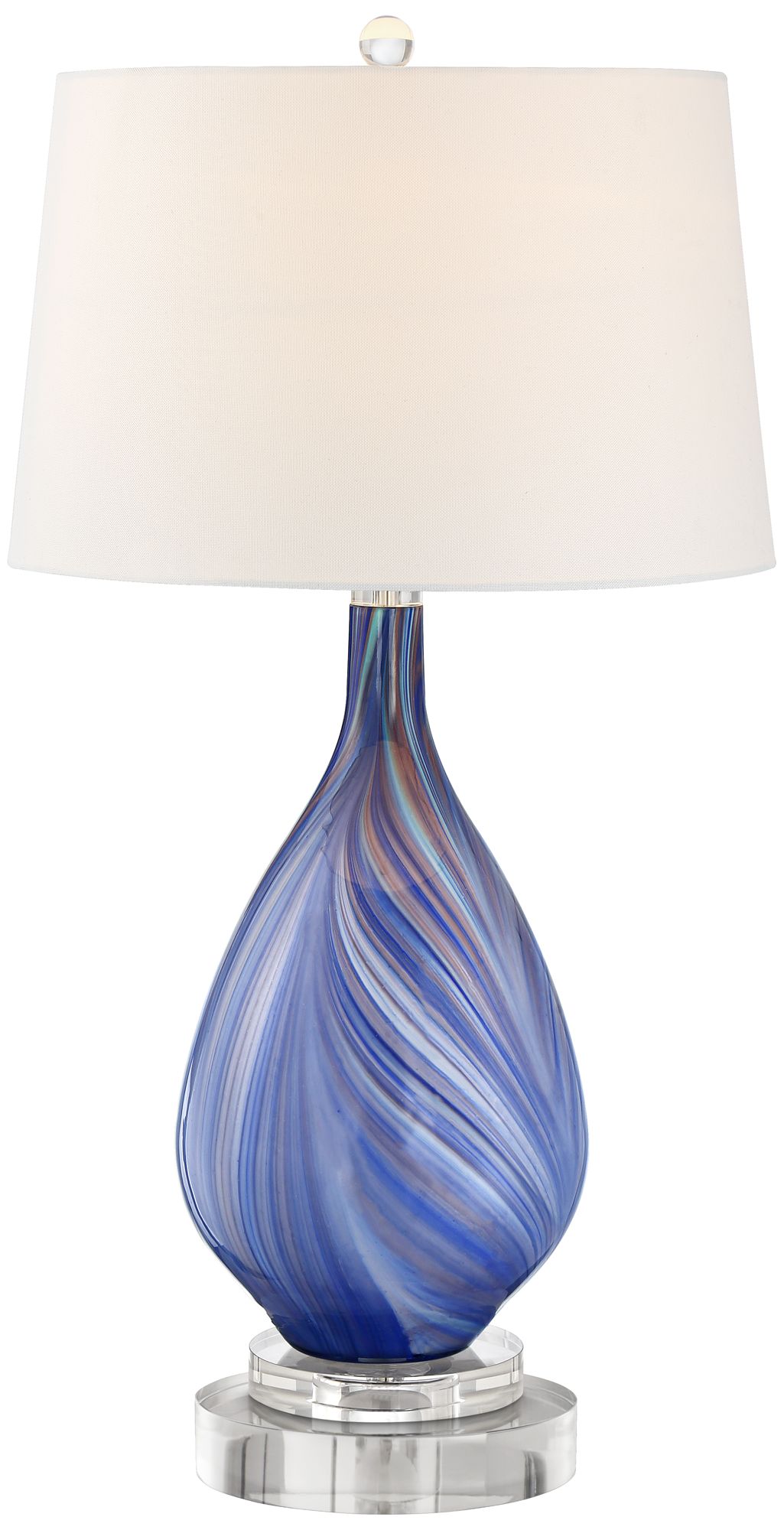 Taylor Blue Art Glass Table Lamp With 8" Wide Round Riser