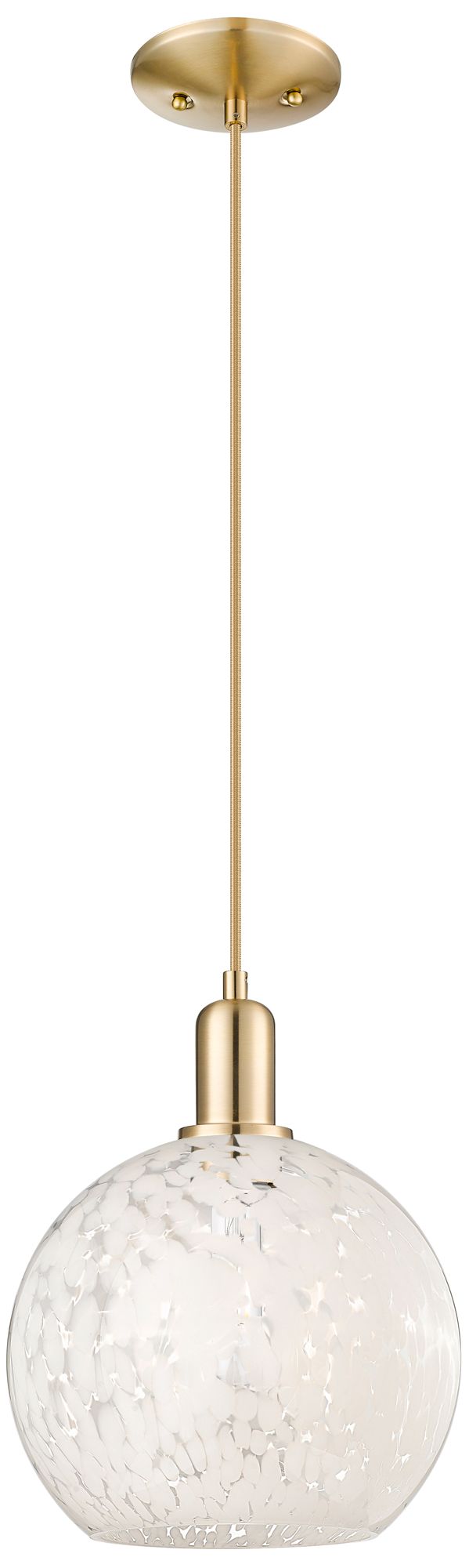 Innovations Lighting Arcadia White Mouchette 10"w Champagne Bronze Cord Hung Mini Pendant