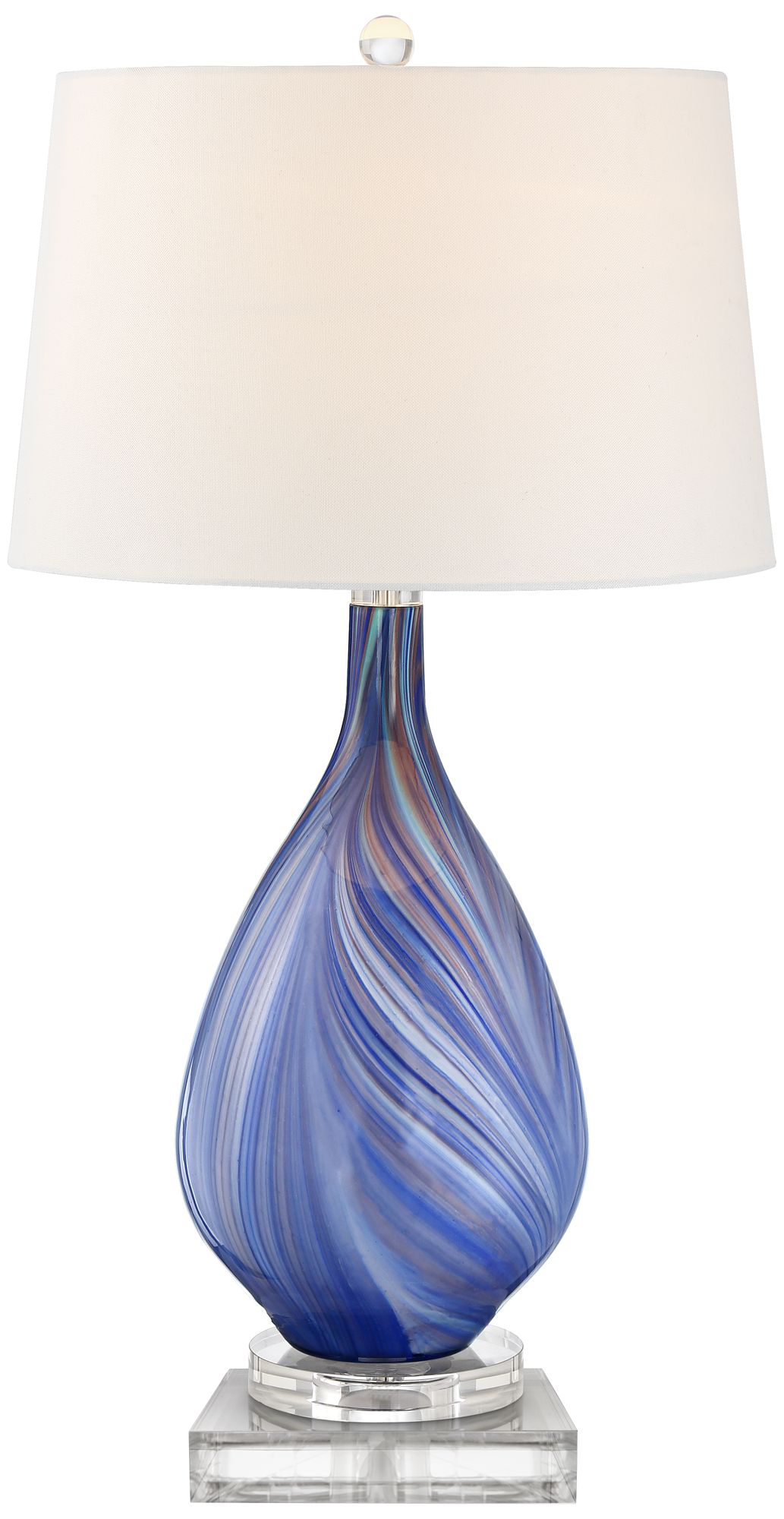 Taylor Blue Art Glass Table Lamp With 8" Wide Square Riser