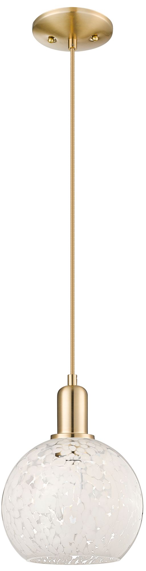 Innovations Lighting Arcadia White Mouchette 8"w Champagne Bronze Cord Hung Mini Pendant