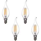40W Equivalent 4W LED Dimmable Flame-Tip Candelabra 4-Pack