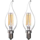 40W Equivalent 4W LED Dimmable Flame-Tip Candelabra 2-Pack