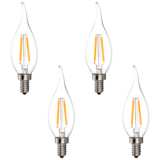 25W Equivalent Clear 2W LED Dimmable Candelabra Bulb 4-Pack