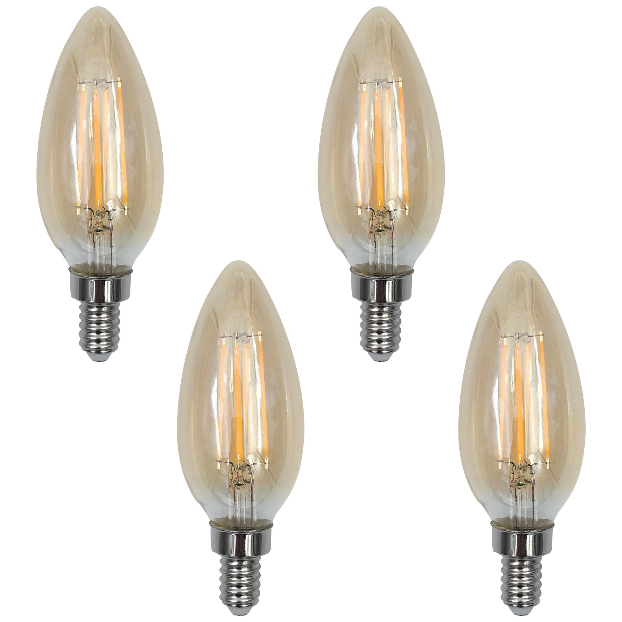 60W Equivalent Amber 6W LED Torpedo Tip Candelabra 4-Pack