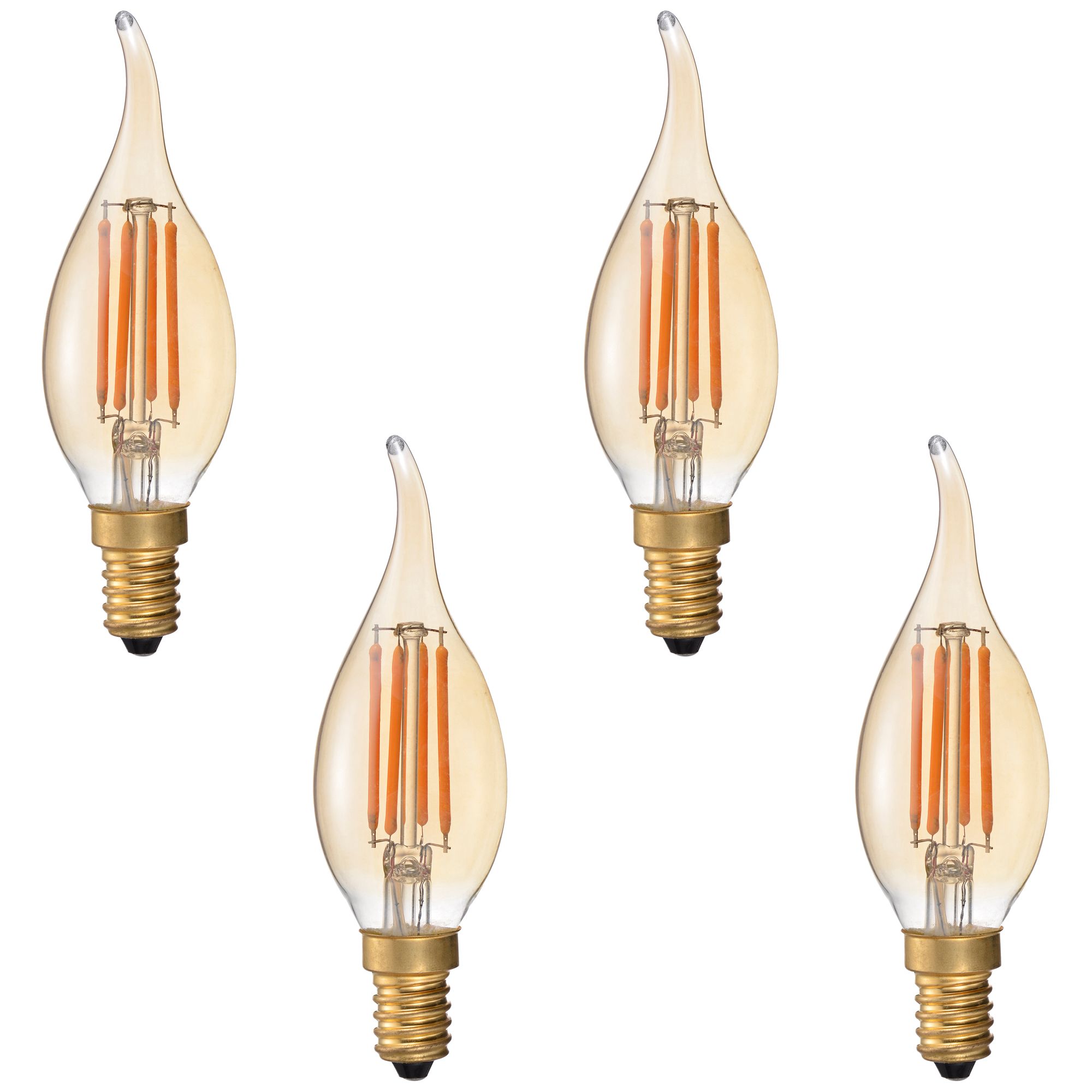 40W Equivalent Amber 4W LED Dimmable Flame Tip Cande 4-Pack