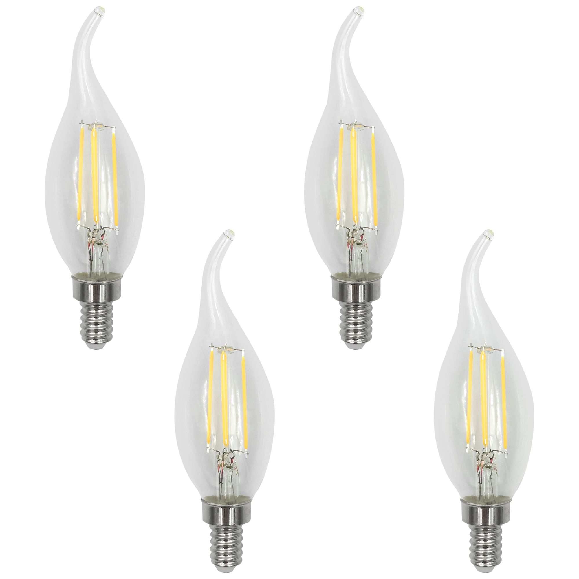 60W Equivalent Clear 6W LED Flame Tip Candelabra 4-Pack