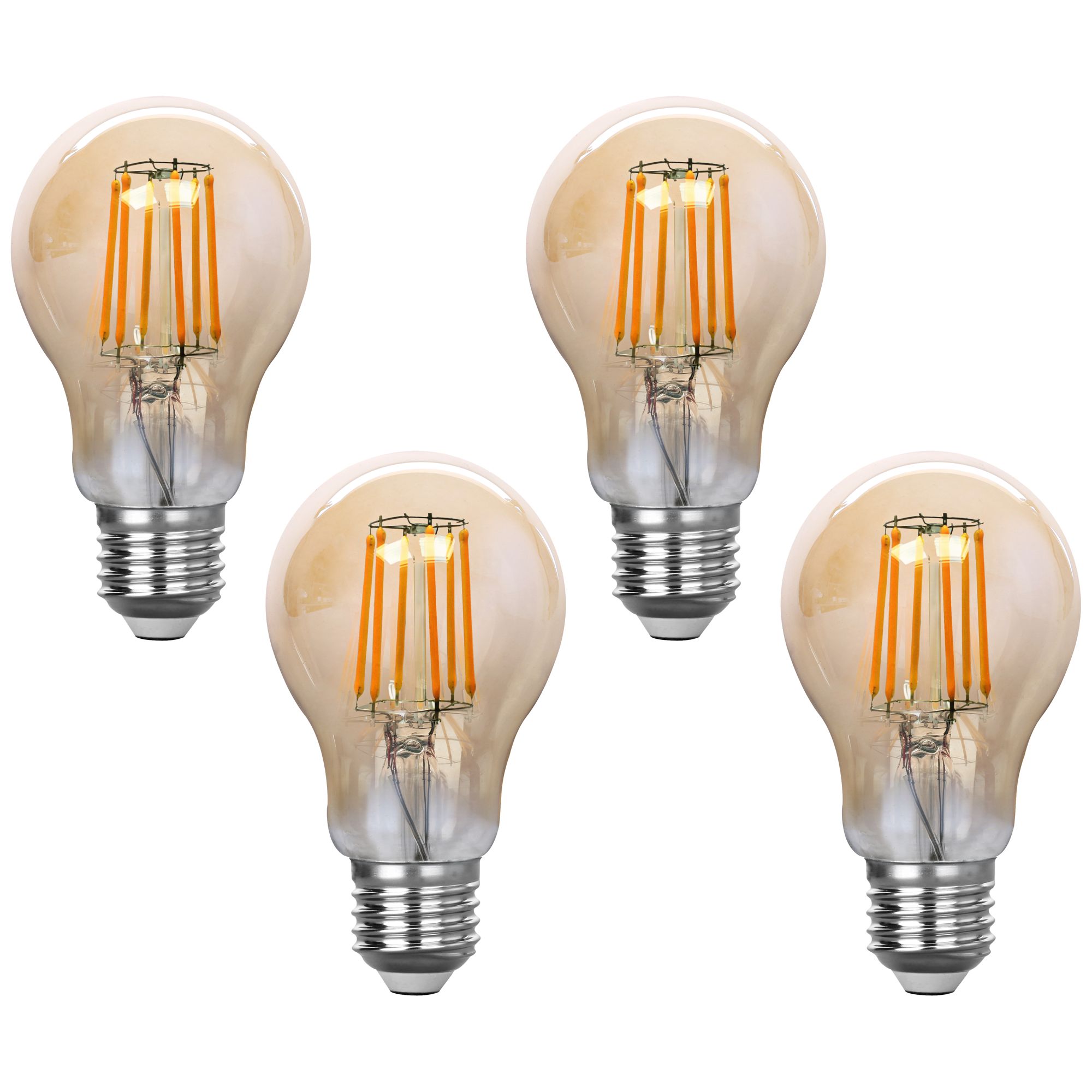 75W Equivalent Amber 8W LED Filament Standard A19 4-Pack