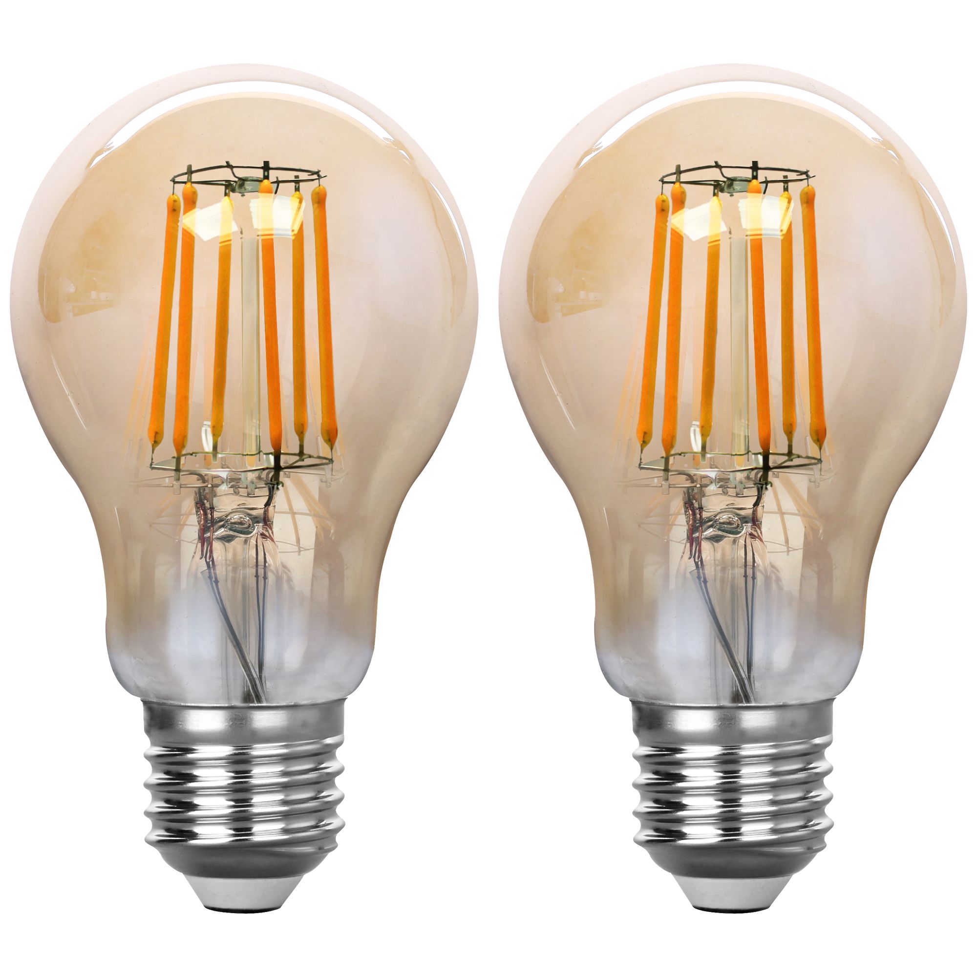 75W Equivalent Amber 8W LED Filament Standard A19 2-Pack