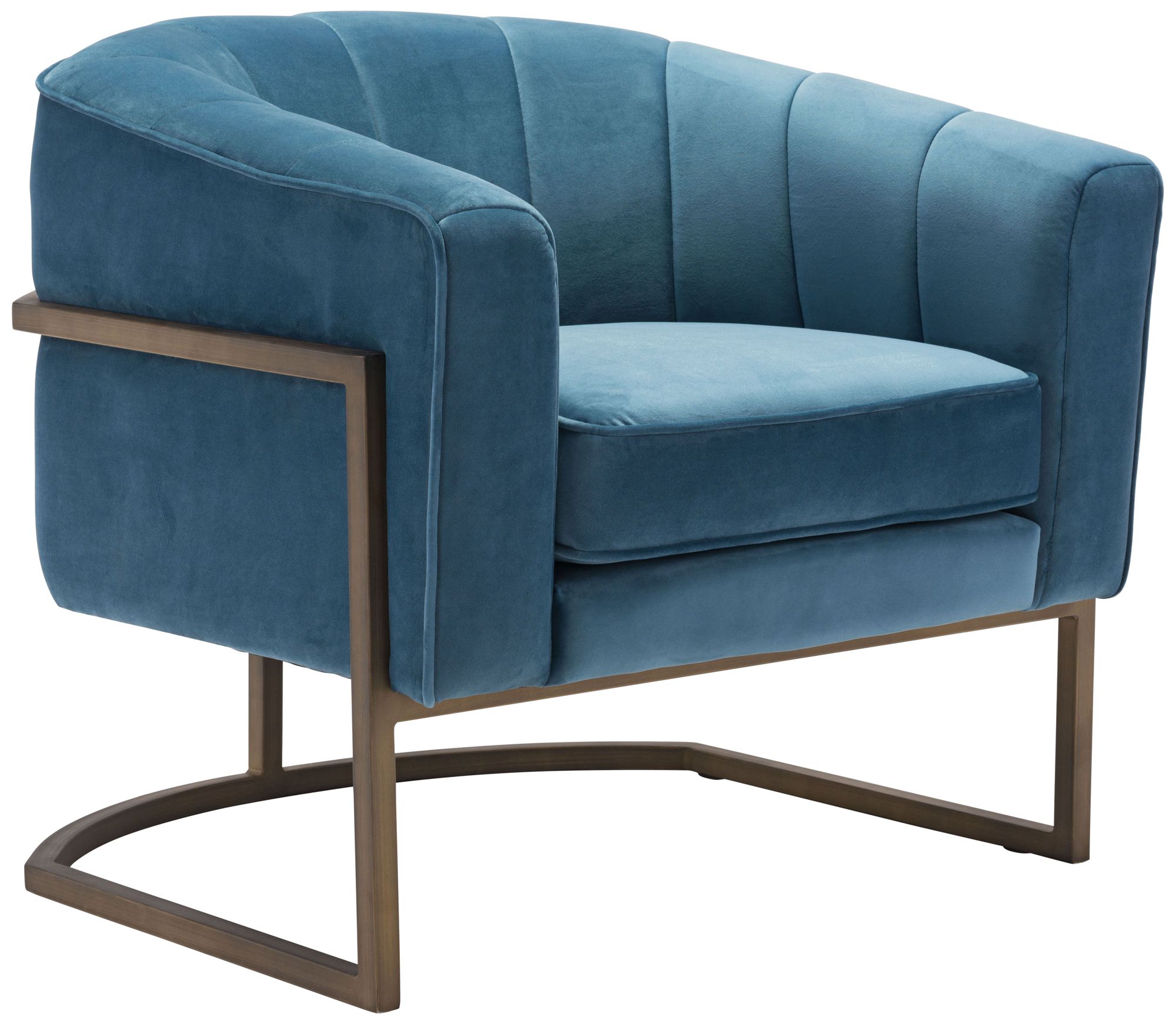 Zuo Lyric Blue Velvet Occasional Chair
