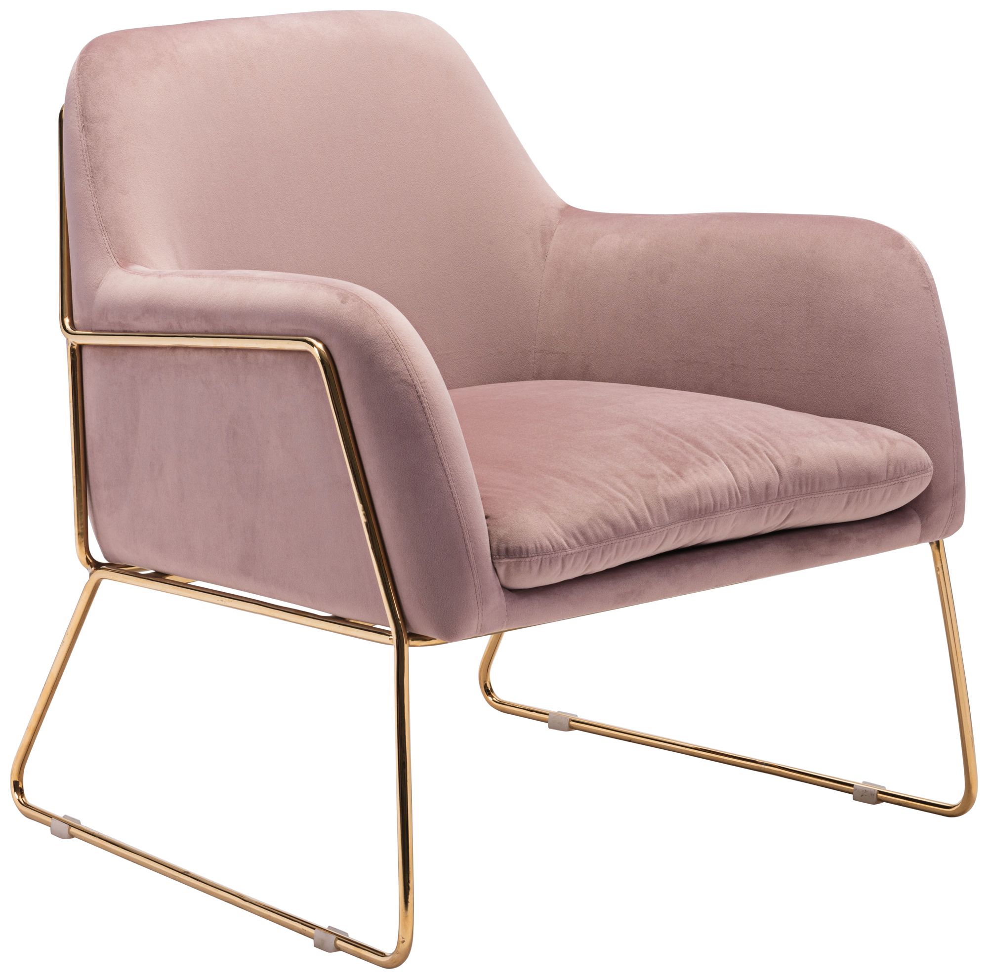Zuo Nadir Pink Velvet Accent Armchair