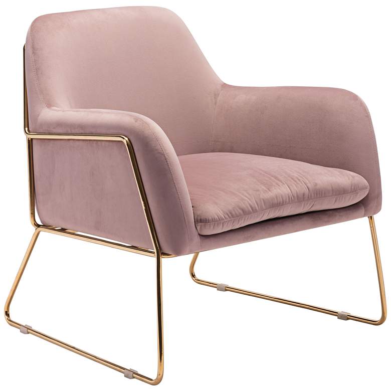 Zuo Nadir Pink Velvet Accent Armchair