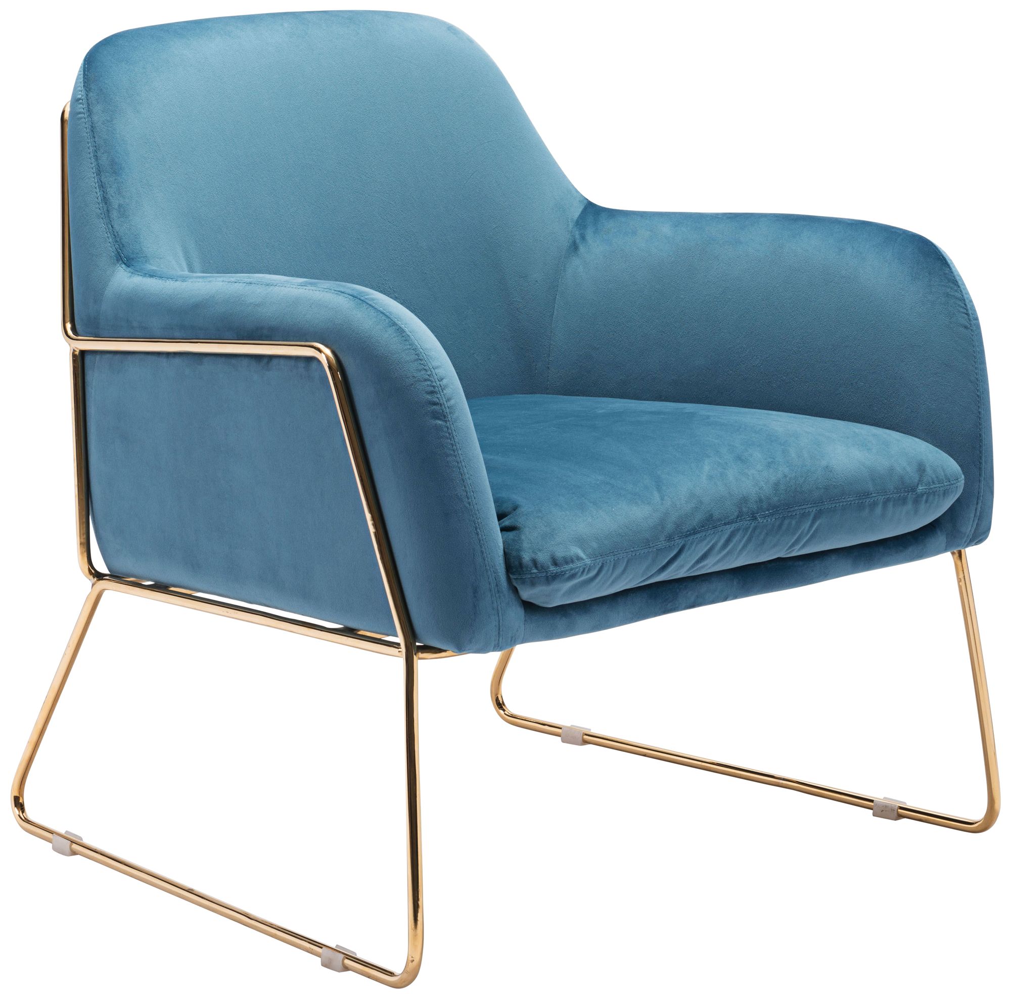 Zuo Nadir Blue Velvet Accent Armchair