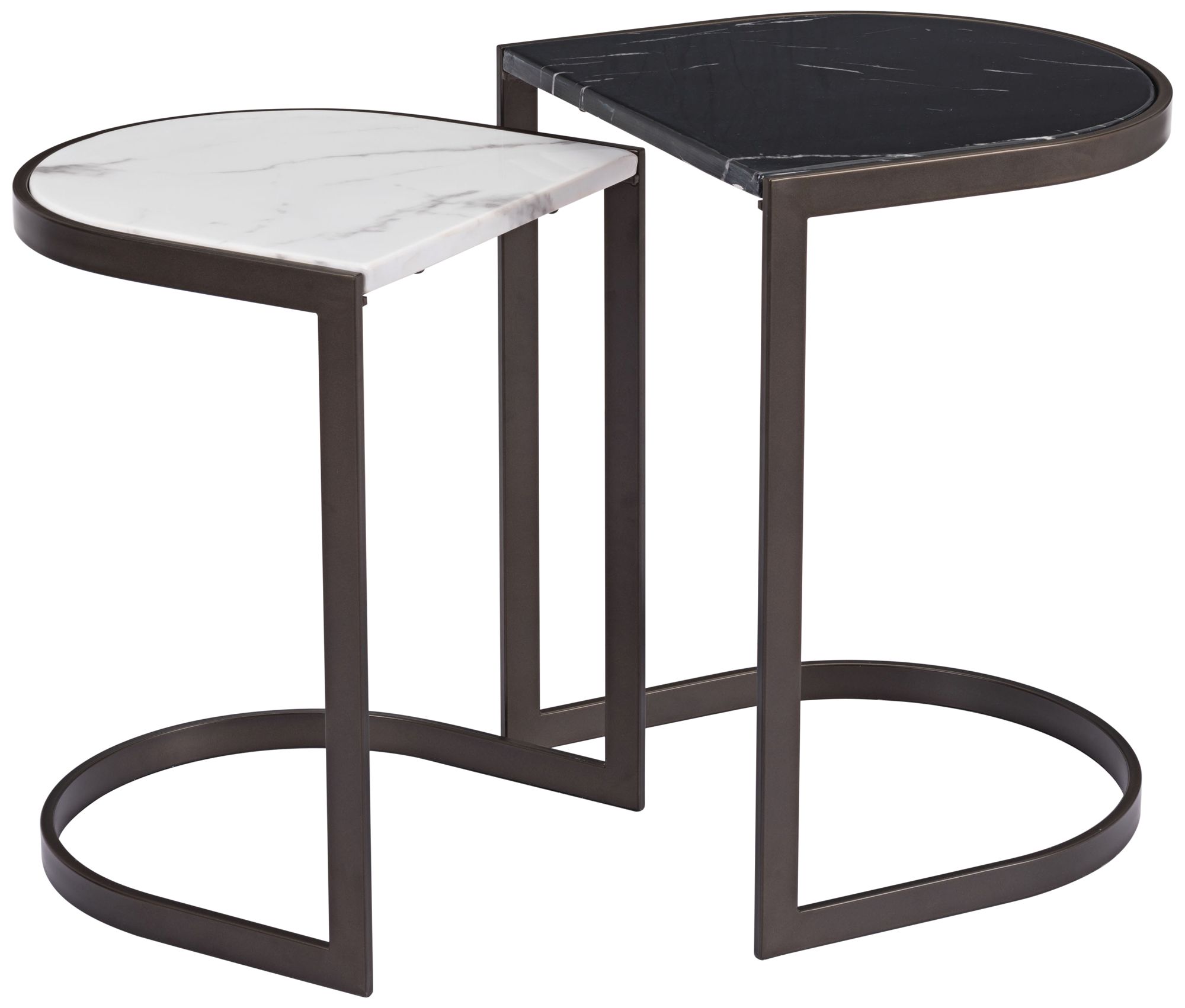 Stanton Black and White Nesting End Tables 2-Piece Set