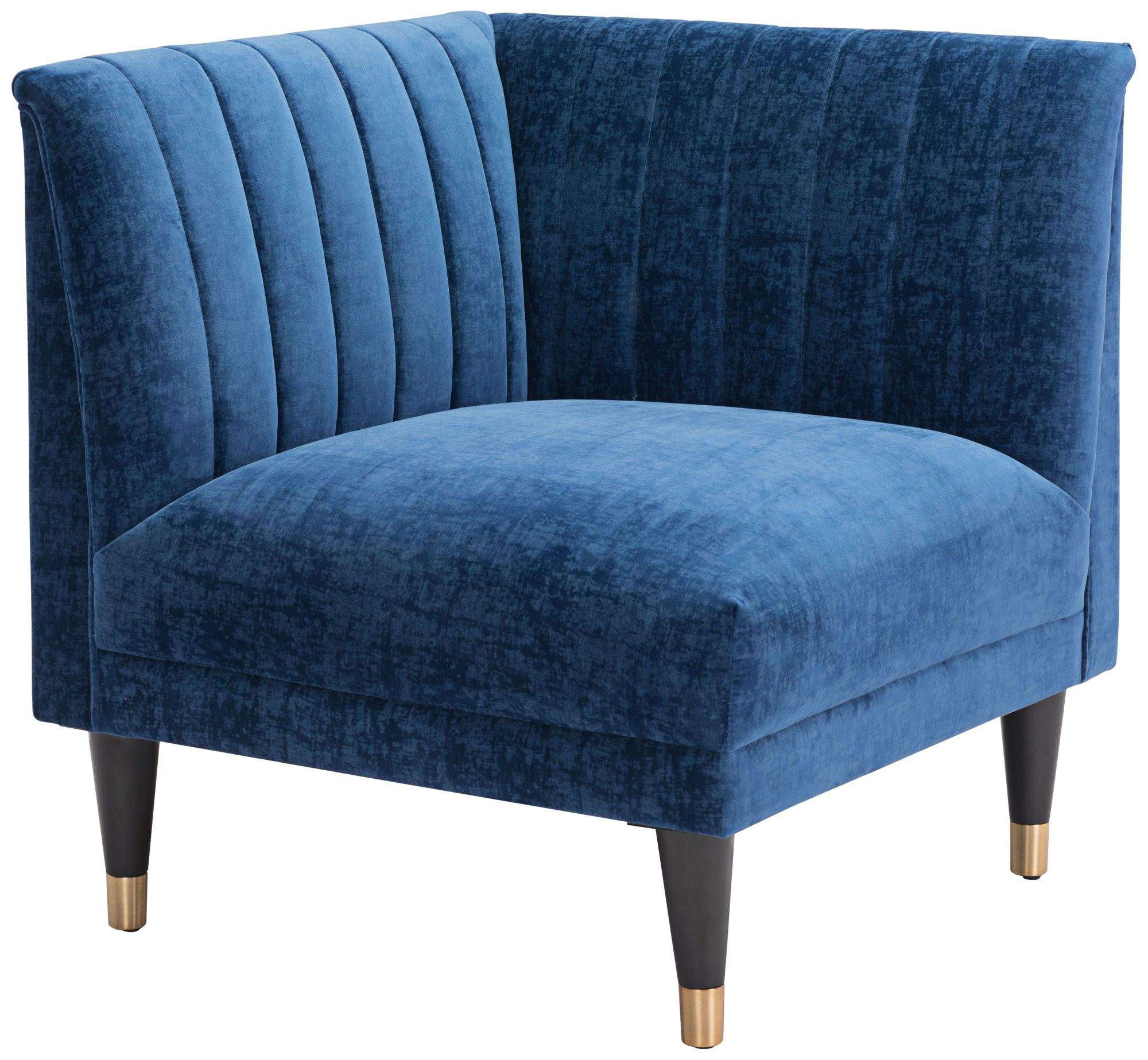 Zuo Raven Blue Velvet Corner Chair