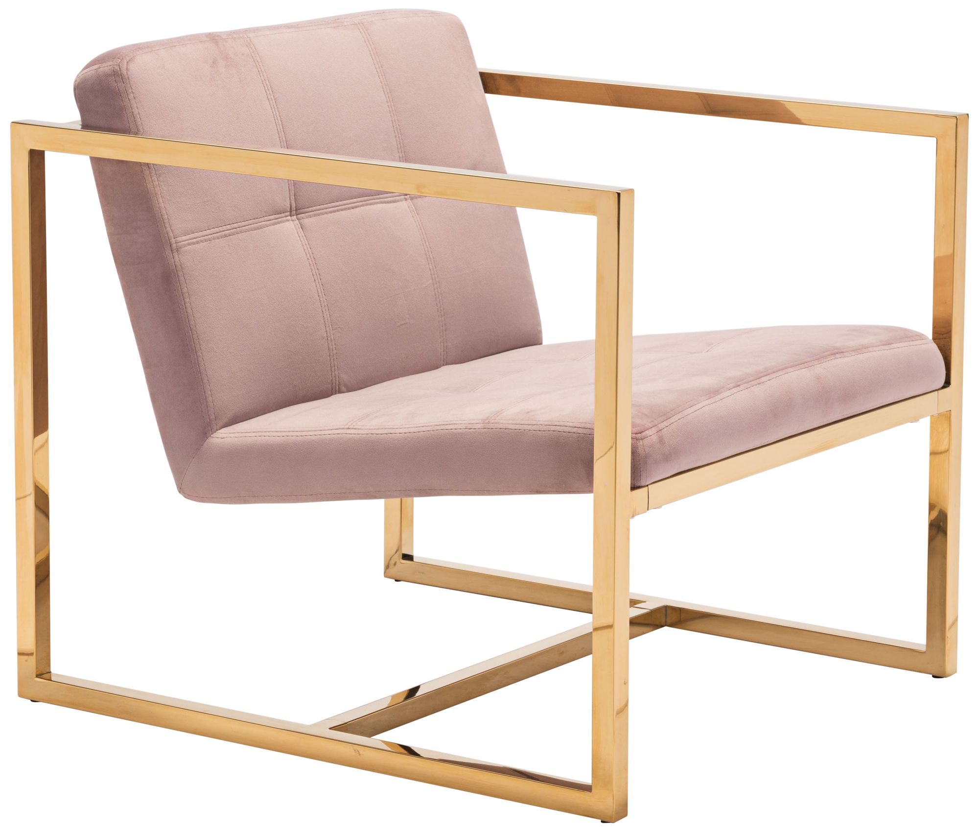 Zuo Alt Pink Velvet Tufted Armchair