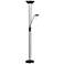 Mother and Son Matte Black Metal Torchiere Floor Lamp