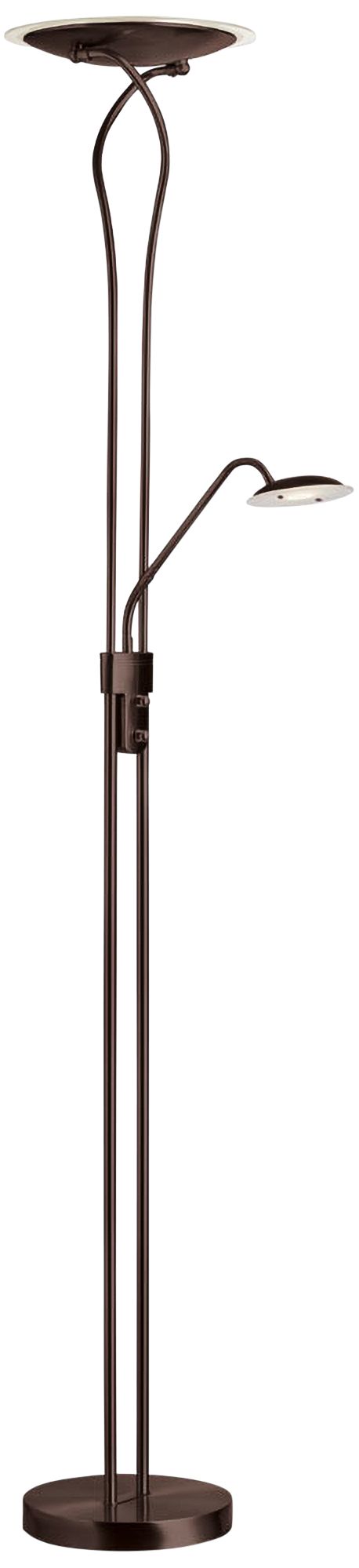 Mother and Son Bronze Metal LED Torchiere Floor Lamp
