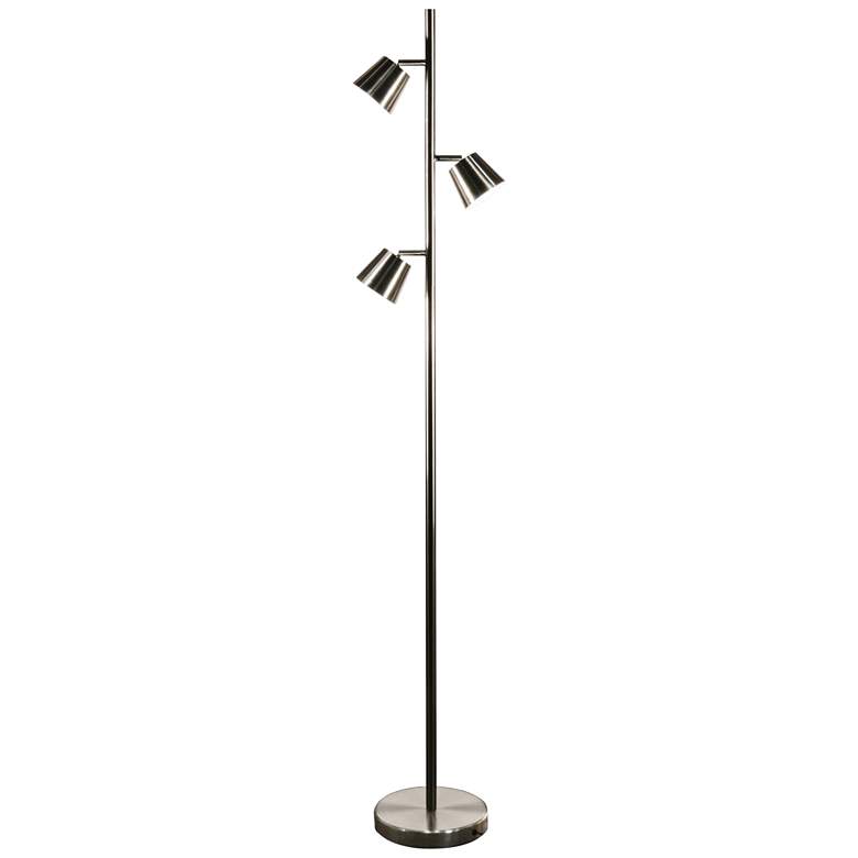 Image 1 Andrews Satin Chrome Metal 3-Light LED Tree Floor Lamp