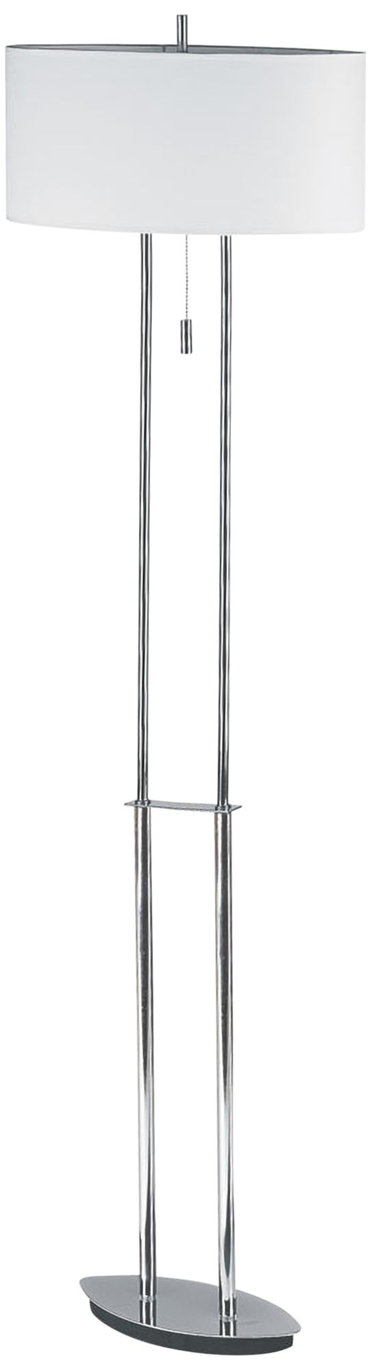 Cirque Polished Chrome Metal Floor Lamp with Oval Shade