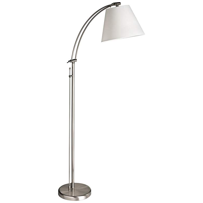 Image 1 Hyannis Satin Chrome Adjustable Floor Lamp with White Shade