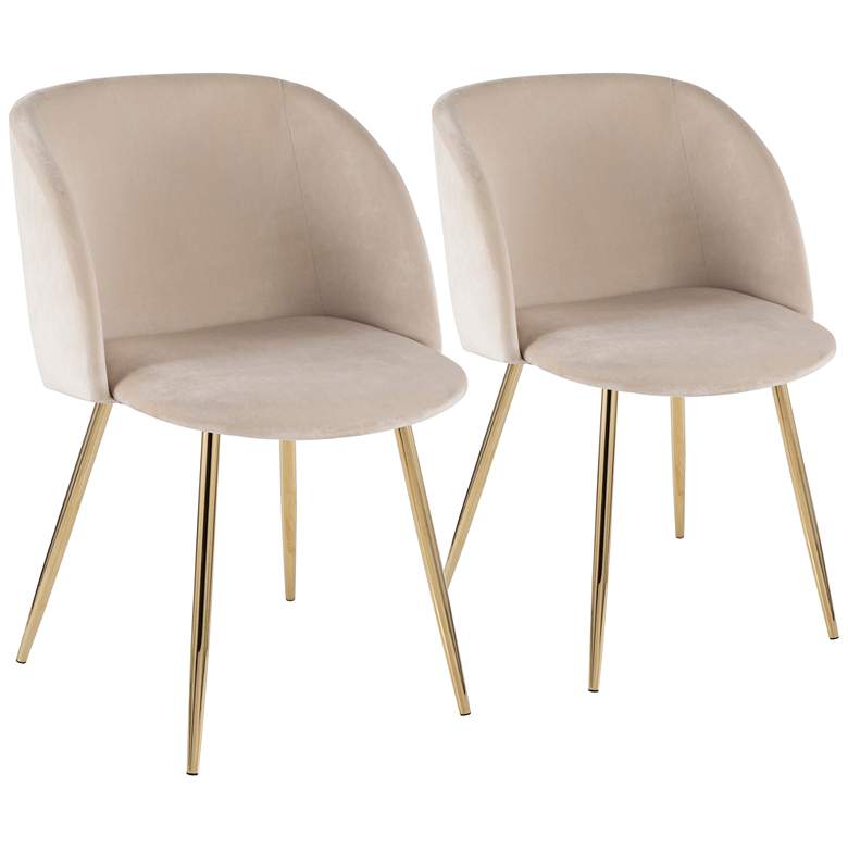 Fran Gold Metal and Cream Velvet Dining Chairs Set of 2
