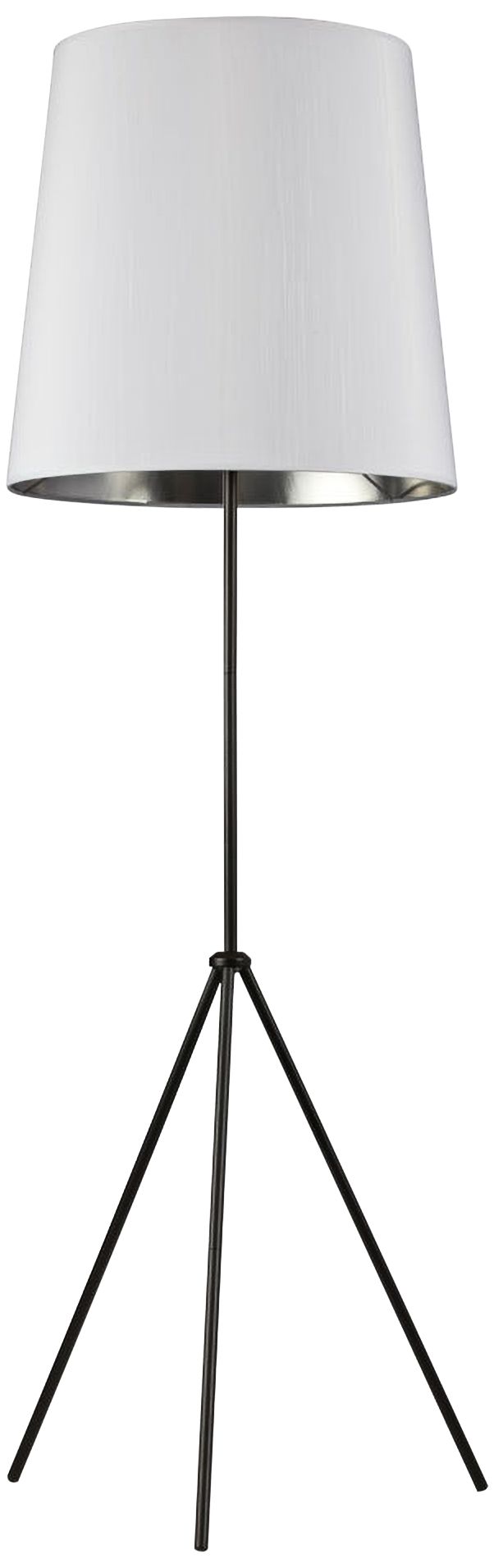 Finesse Matte Black Floor Lamp with Small White-Silver Shade