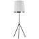 Finesse Matte Black Floor Lamp with Small White-Silver Shade