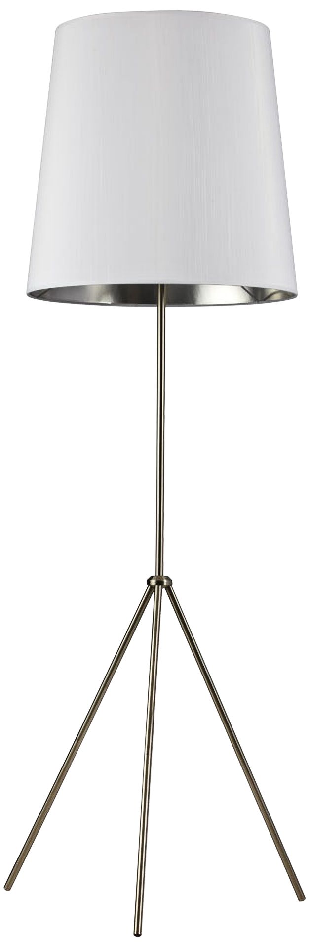 Finesse Satin Chrome Floor Lamp with Small White-Silver Shade