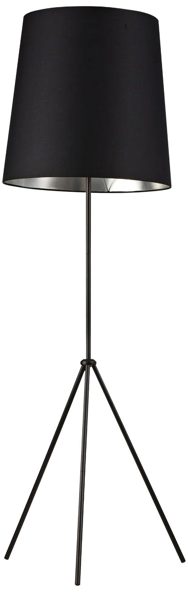 Finesse Matte Black Floor Lamp with Small Black-Silver Shade