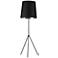 Finesse Matte Black Floor Lamp with Small Black-Silver Shade